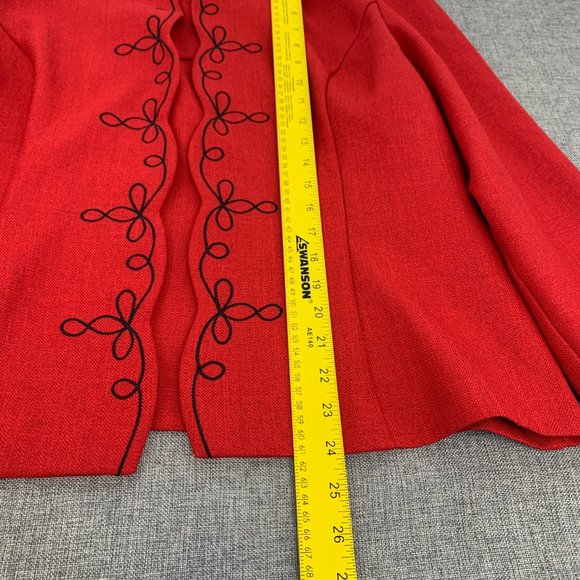 R&K Elegant Red Open Jacket Long Sleeve‎ 100% Polyester Sz 16 Lightweight - Picture 6 of 11